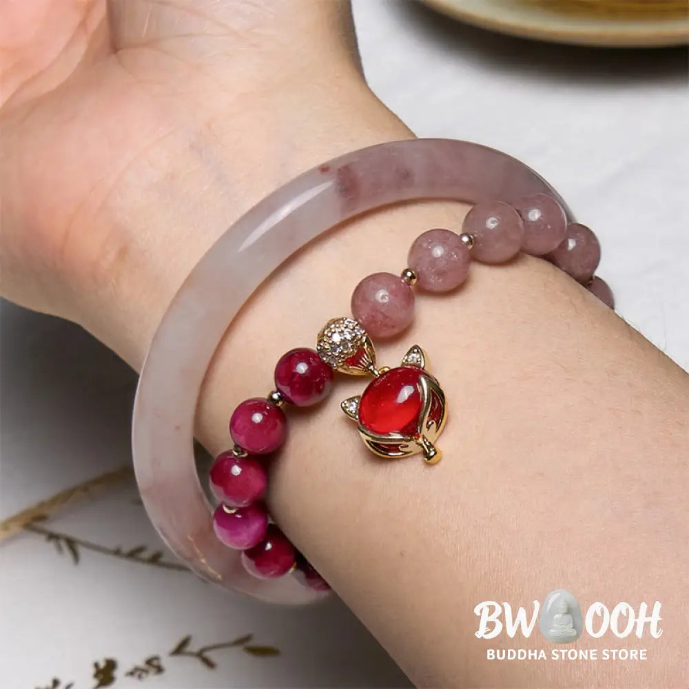 Buddha Stones Enhance Happiness and Joy Purple Bracelet Bangle Bundle - Bundle