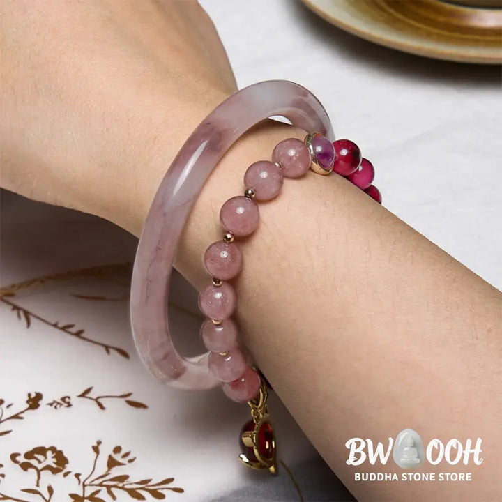 Buddha Stones Enhance Happiness and Joy Purple Bracelet Bangle Bundle - Bundle