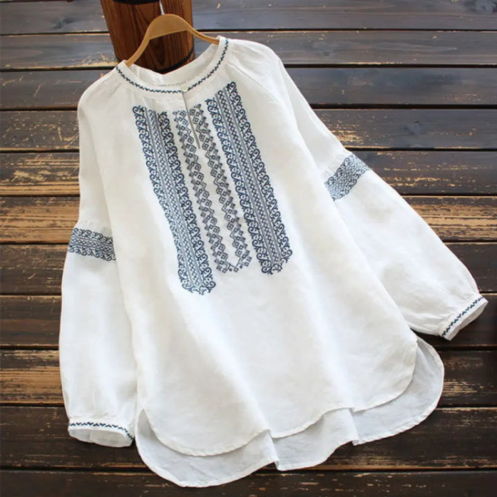 BWOOOH Ethnic Embroidery Bohemian Pattern Long Sleeve Cre