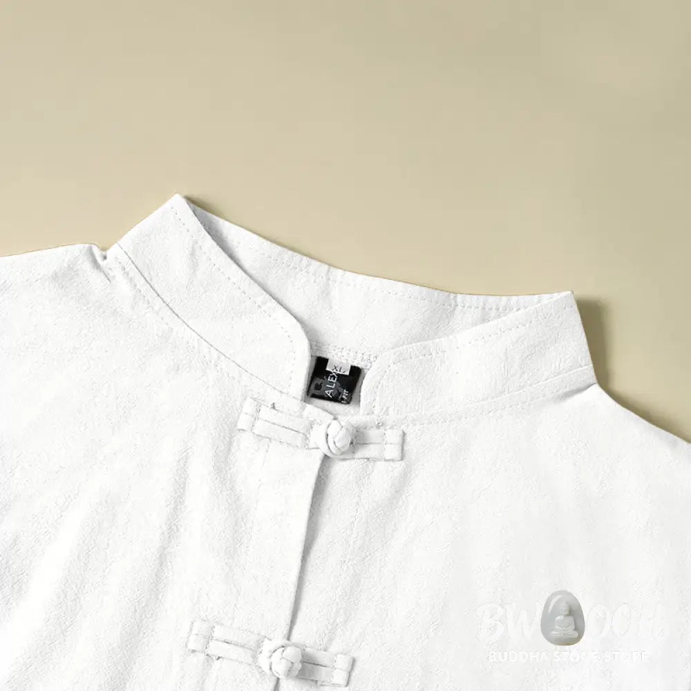 Buddha Stones Ethnic Frog-Button Long Sleeve Stand Collar Women’s Cotton Shirt With Pockets - Women’s Shirts