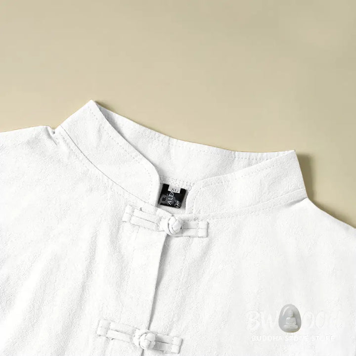 Buddha Stones Ethnic Frog-Button Long Sleeve Stand Collar Women’s Cotton Shirt With Pockets - Women’s Shirts