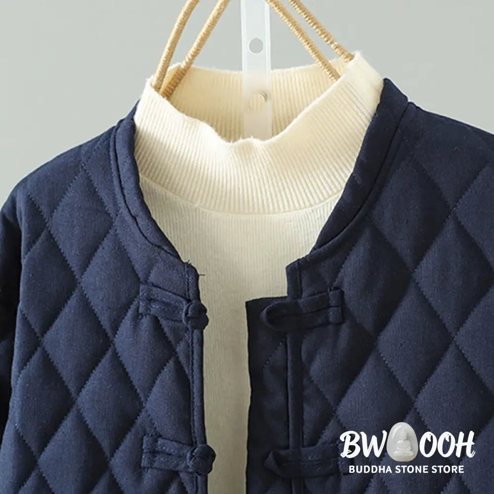 Buddha Stones Ethnic Frog-button Patchwork Women’s Thickened Cotton Long Sleeve Jacket With Pockets - Women’s Jacket