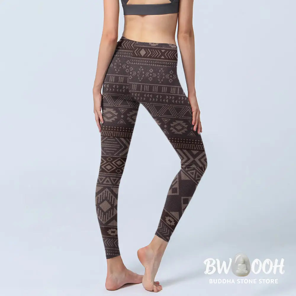 BWOOOH printed yoga leggings - Ethnic Geometric Pattern Print Gym Leggi