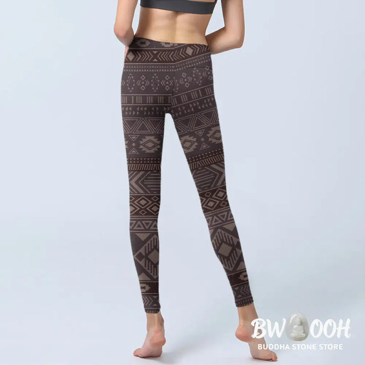 BWOOOH printed yoga leggings - Ethnic Geometric Pattern Print Gym Leggi