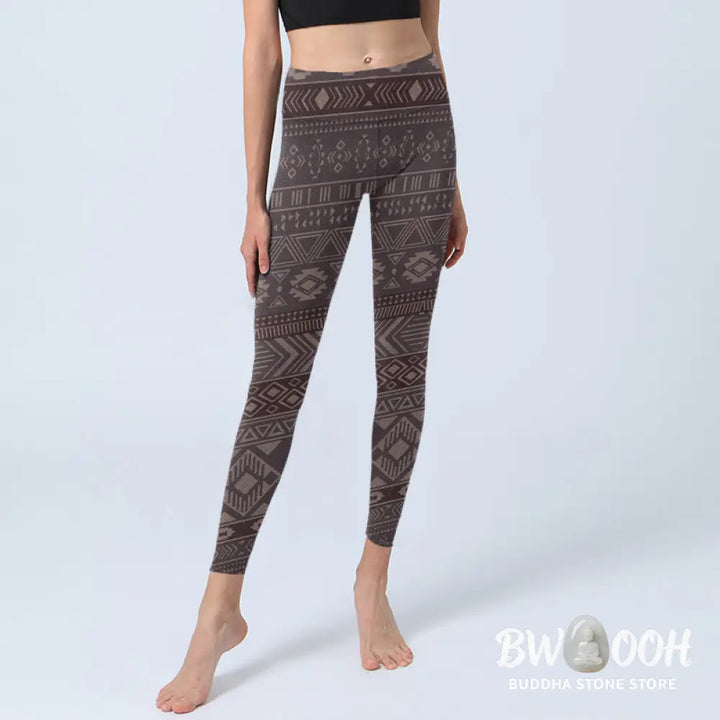 BWOOOH printed yoga leggings - Ethnic Geometric Pattern Print Gym Leggi