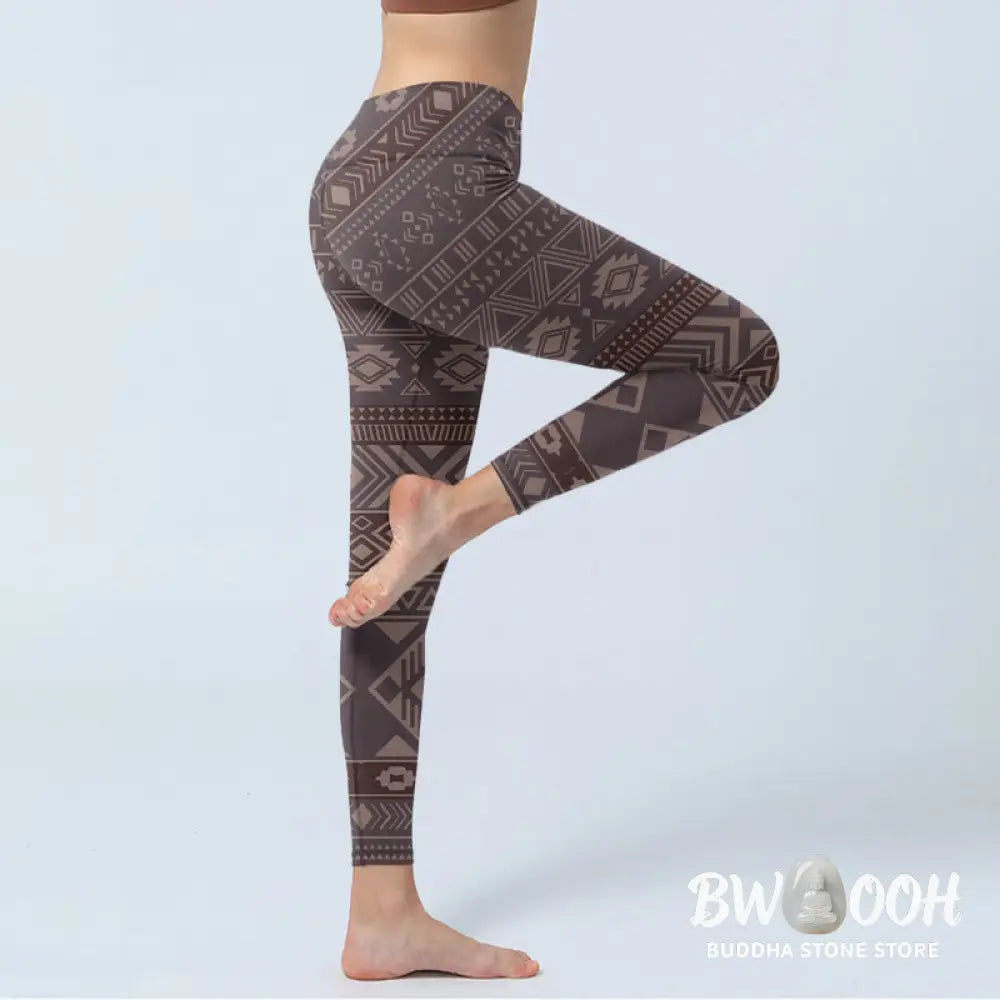 BWOOOH printed yoga leggings - Ethnic Geometric Pattern Print Gym Leggi