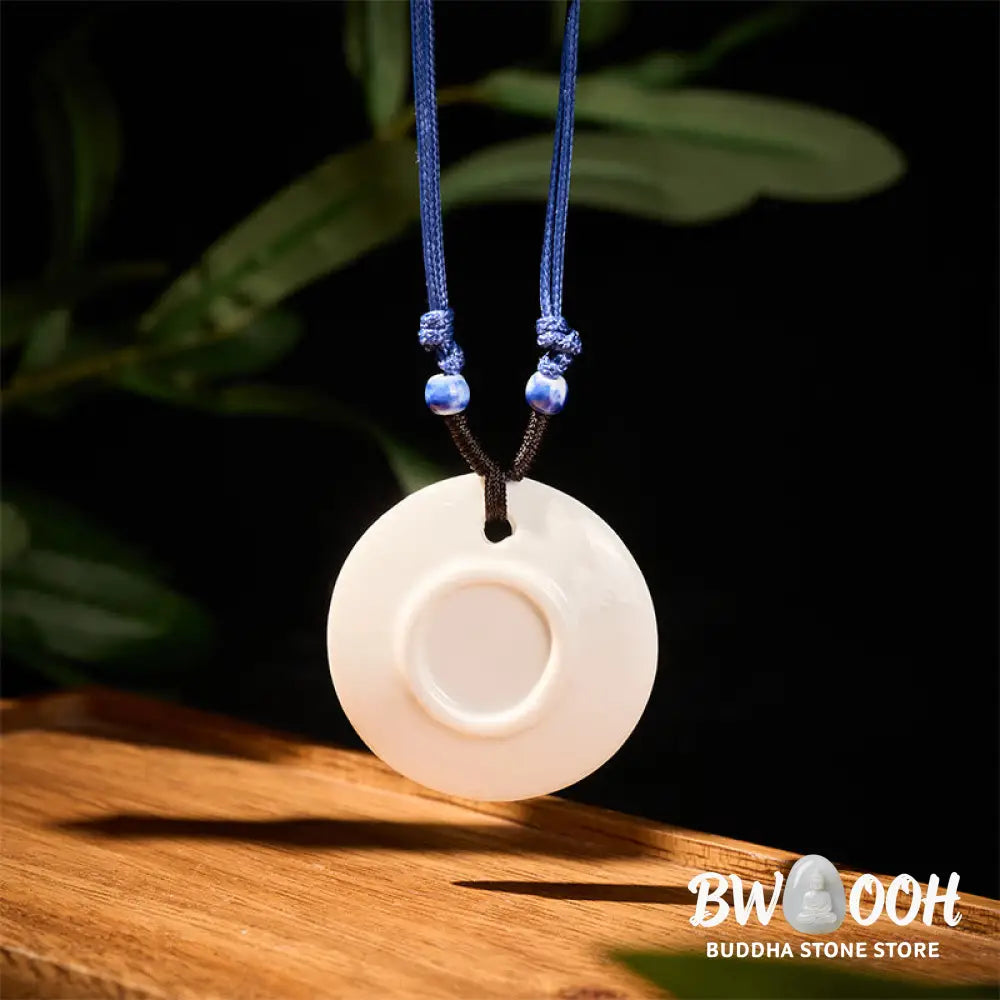 Buddha Stones Ethnic Peony Peach Blossoms Lotus Symbol Ceramics Necklace Enlightenment Pendant - BWOOOH - Necklaces &amp;