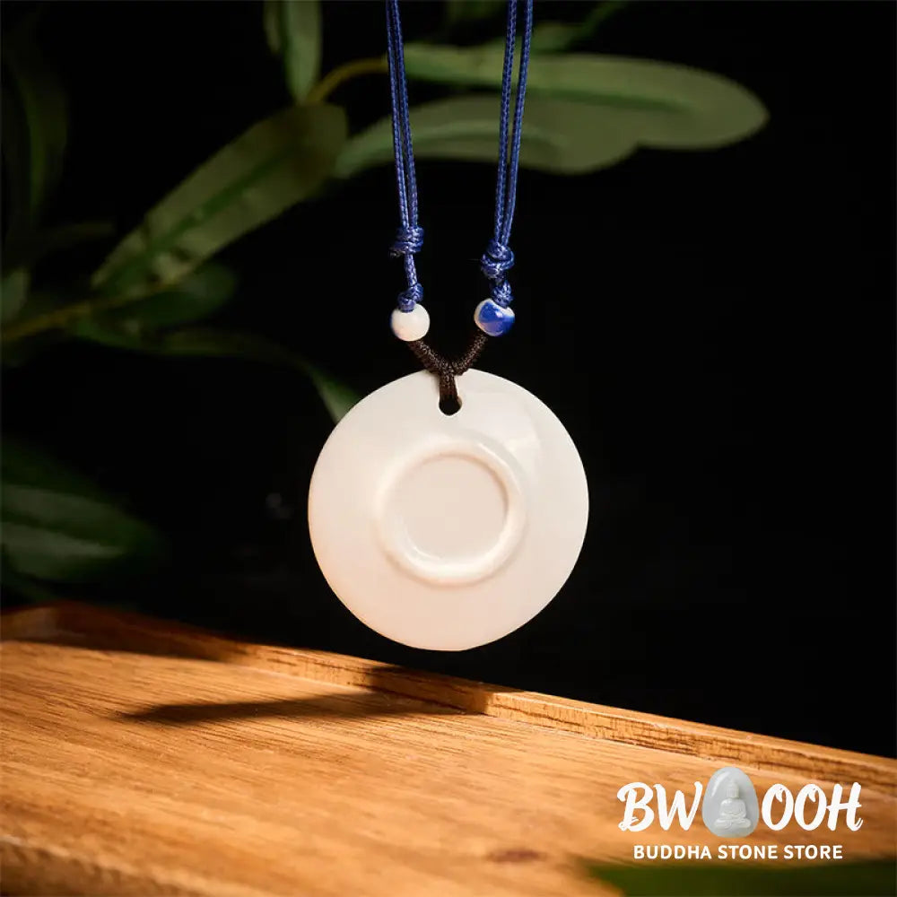 Buddha Stones Ethnic Peony Peach Blossoms Lotus Symbol Ceramics Necklace Enlightenment Pendant - BWOOOH - Necklaces &amp;