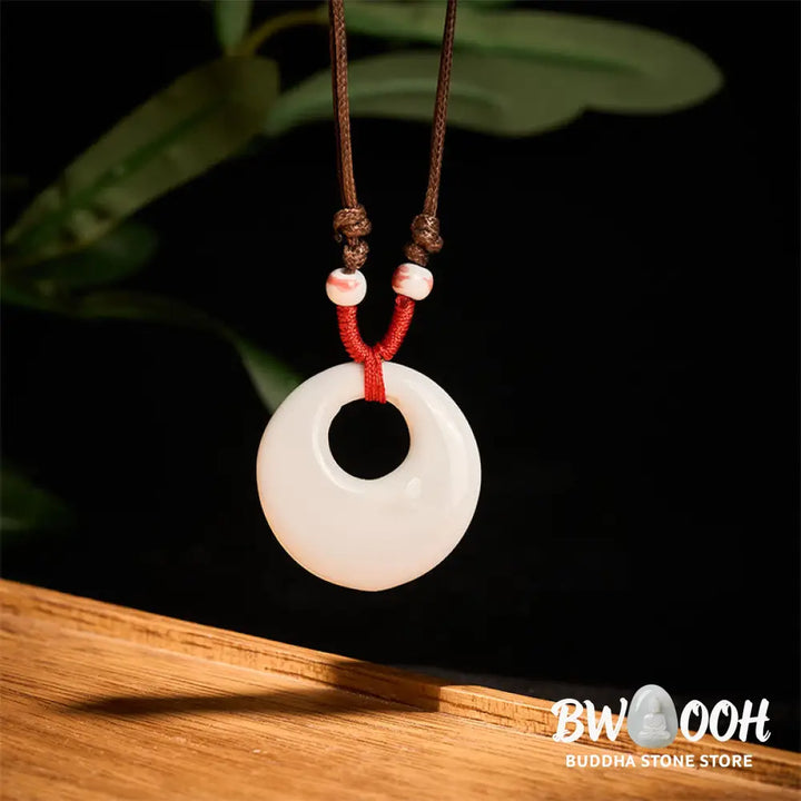 Buddha Stones Ethnic Peony Peach Blossoms Lotus Symbol Ceramics Necklace Enlightenment Pendant - BWOOOH - Necklaces &amp;