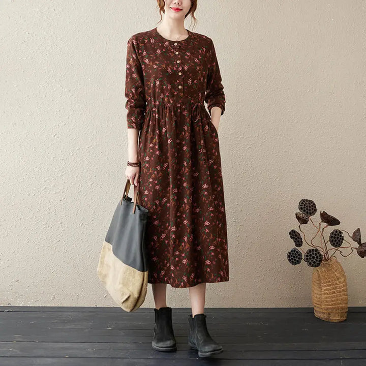BWOOOH Ethnic Printing Floral Long Sleeve Buttons Design 