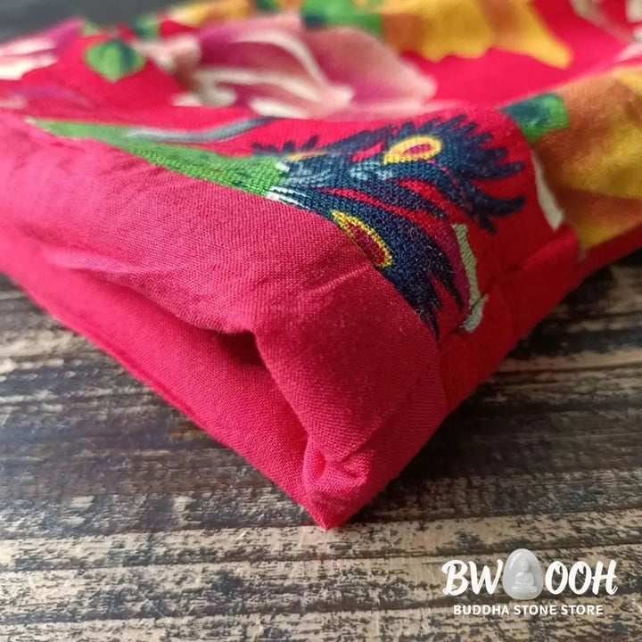 Buddha Stones Ethnic Red Flower Peony Frog-Button Cotton Linen Long Sleeve Shirt Jacket With Pockets