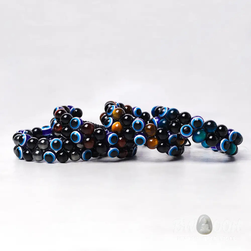 Buddha Stones Evil Eye Hematite Tiger Eye Protection Beaded Bracelet - BWOOOH - Bracelet