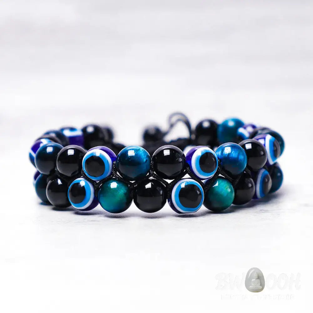 Buddha Stones Evil Eye Hematite Tiger Eye Protection Beaded Bracelet - BWOOOH - Bracelet