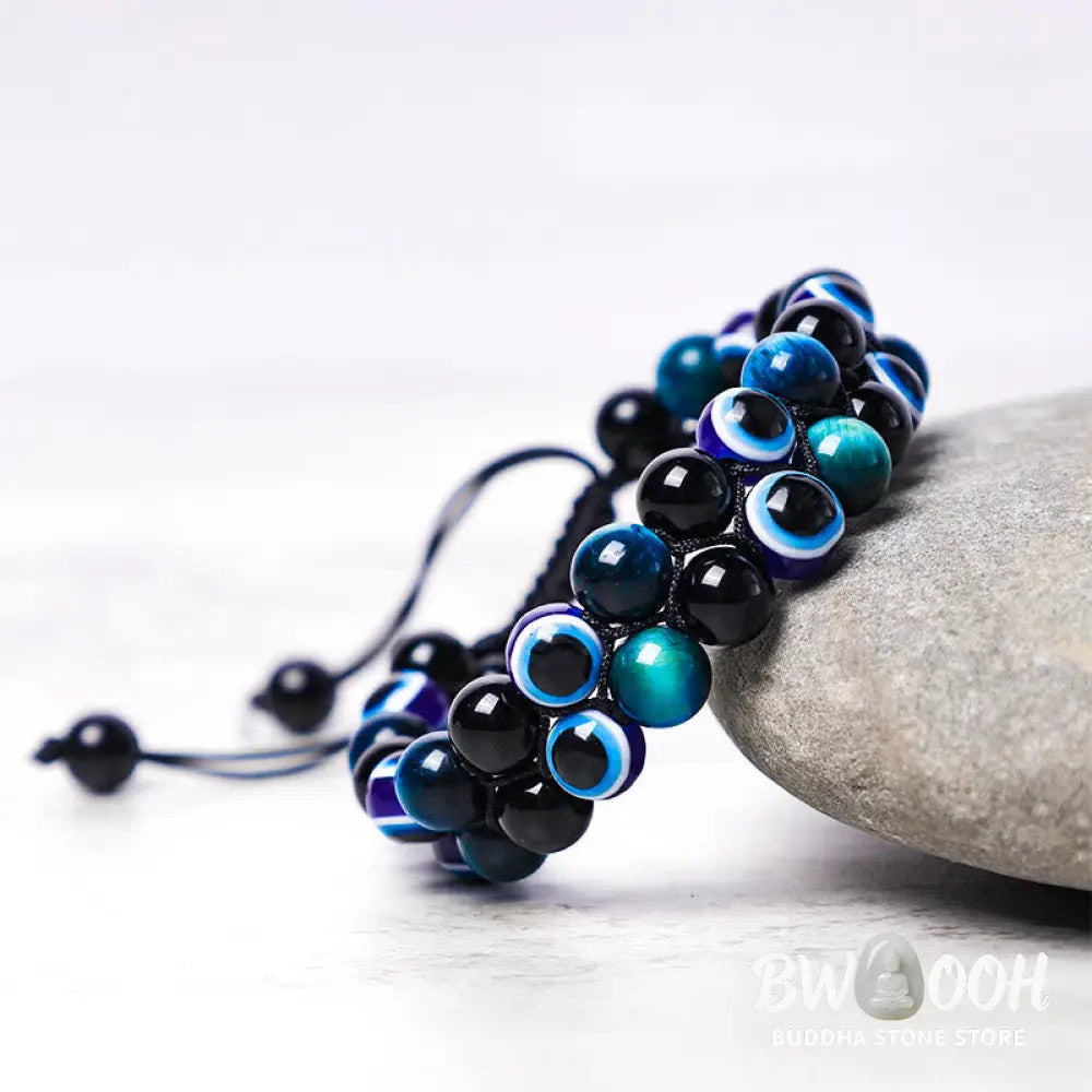 Buddha Stones Evil Eye Hematite Tiger Eye Protection Beaded Bracelet - BWOOOH - Bracelet