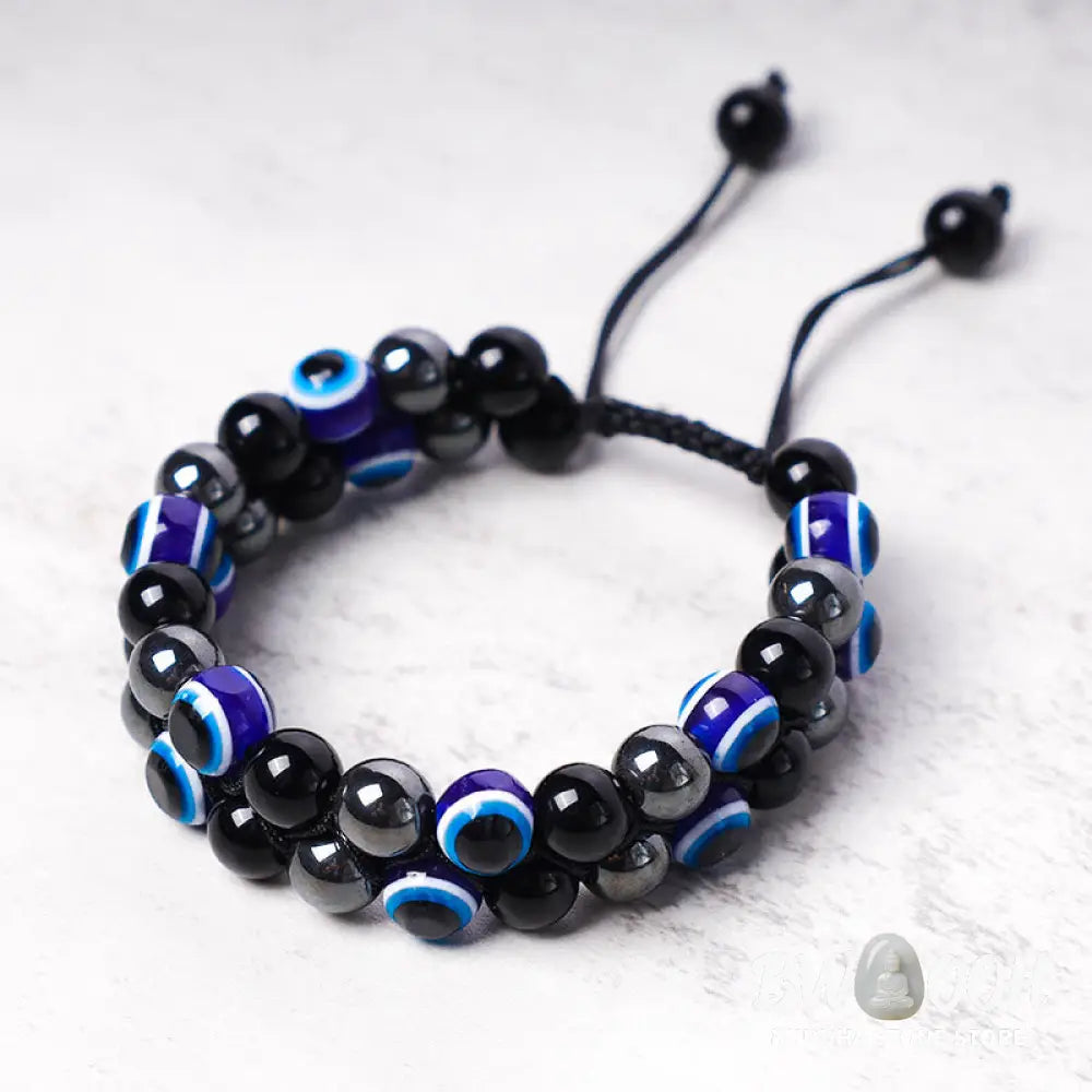 Buddha Stones Evil Eye Hematite Tiger Eye Protection Beaded Bracelet - BWOOOH - Bracelet