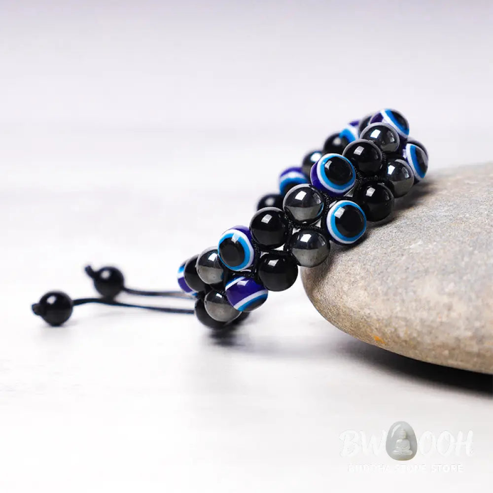 Buddha Stones Evil Eye Hematite Tiger Eye Protection Beaded Bracelet - BWOOOH - Bracelet