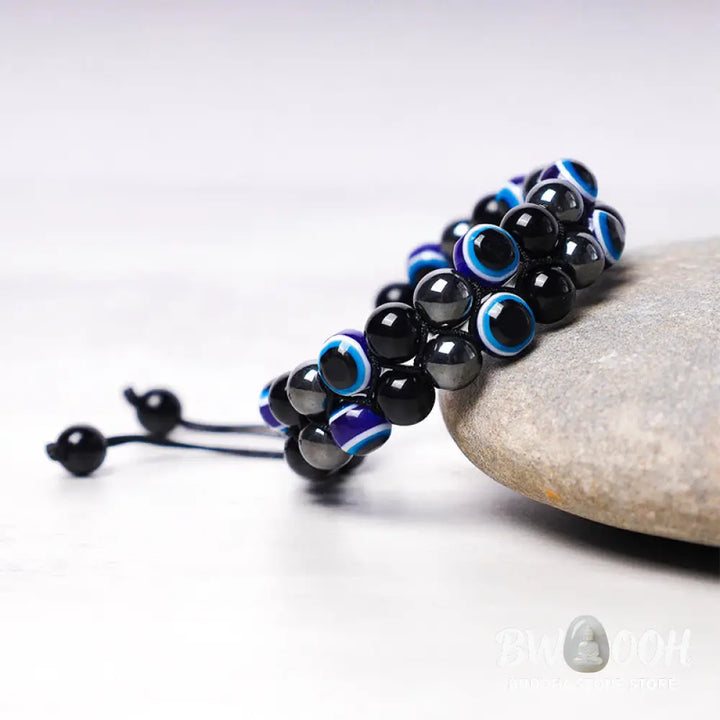 Buddha Stones Evil Eye Hematite Tiger Eye Protection Beaded Bracelet - BWOOOH - Bracelet