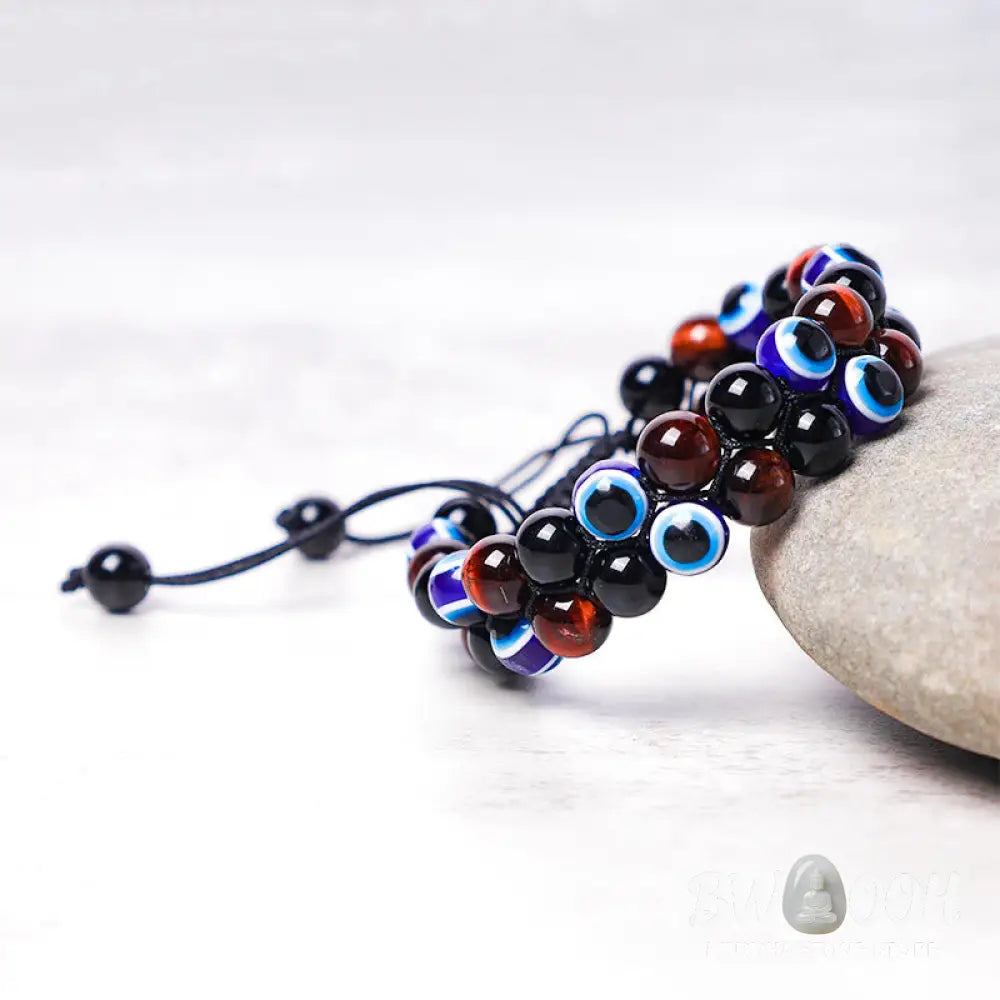 Buddha Stones Evil Eye Hematite Tiger Eye Protection Beaded Bracelet - BWOOOH - Bracelet