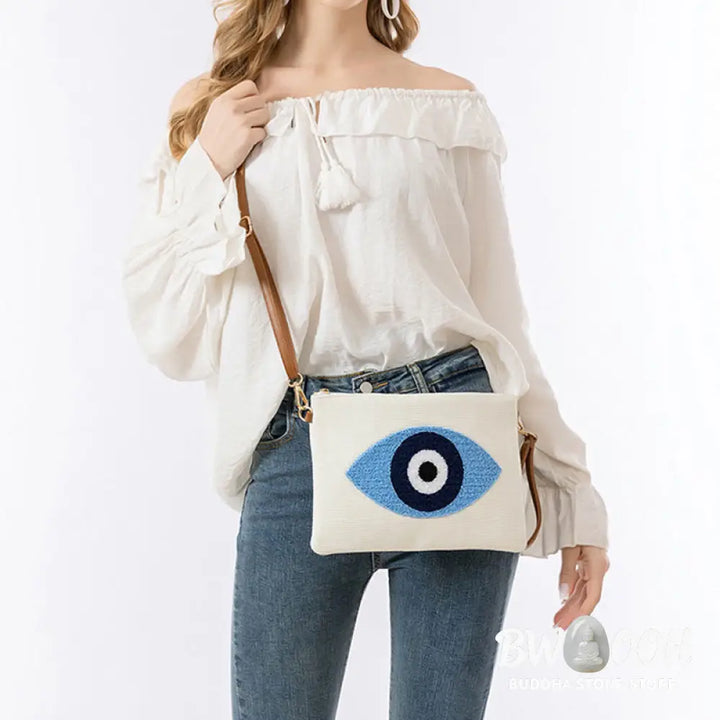Buddha Stones Evil Eye Leaf Hamsa Canvas Crossbody Bag Shoulder Bag Handbag - Crossbody Bag