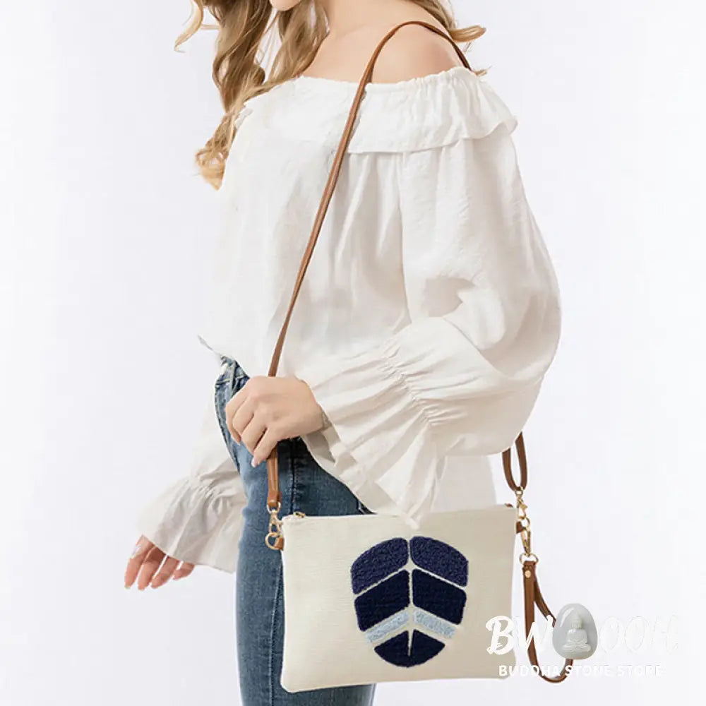 Buddha Stones Evil Eye Leaf Hamsa Canvas Crossbody Bag Shoulder Bag Handbag - Crossbody Bag
