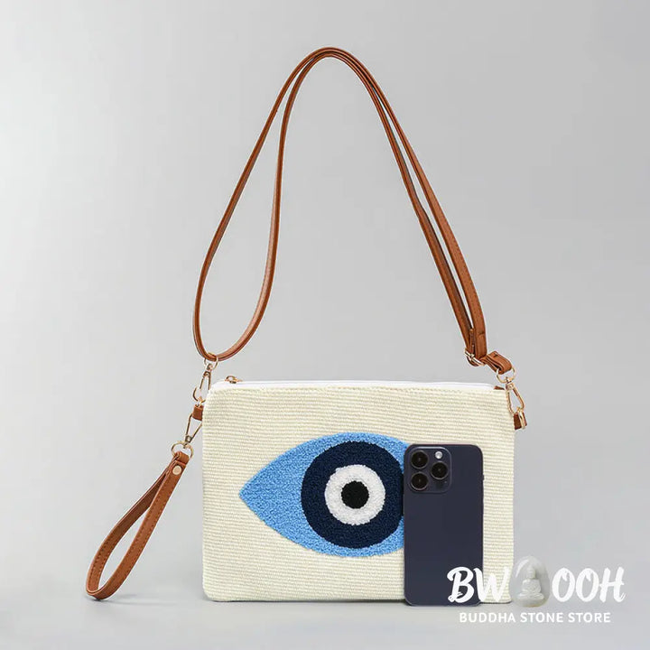 Buddha Stones Evil Eye Leaf Hamsa Canvas Crossbody Bag Shoulder Bag Handbag - Crossbody Bag