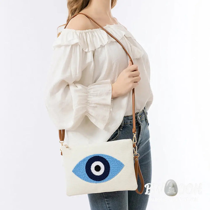 Buddha Stones Evil Eye Leaf Hamsa Canvas Crossbody Bag Shoulder Bag Handbag - Crossbody Bag