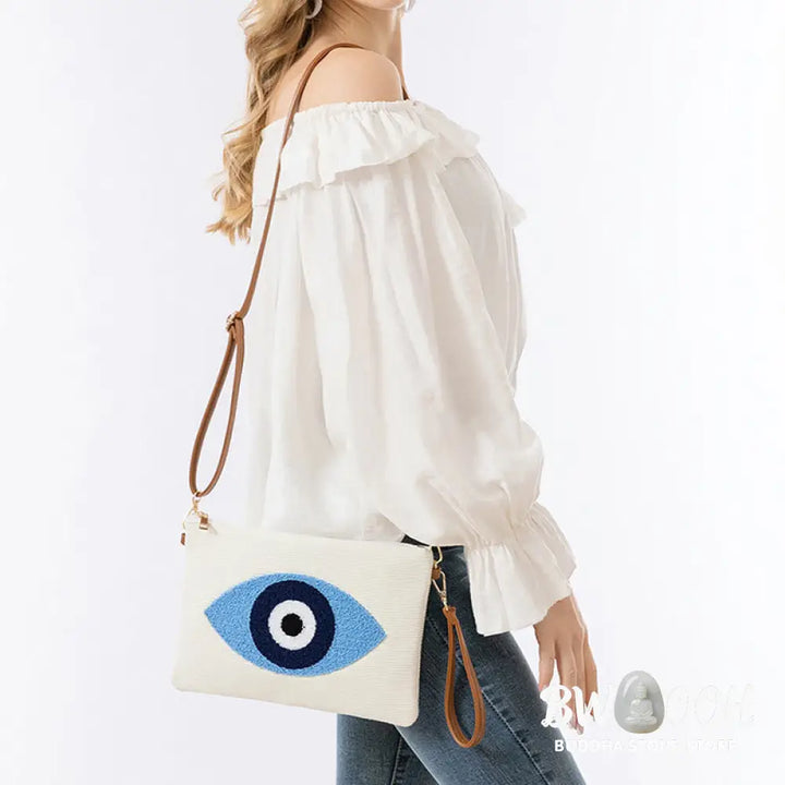 Buddha Stones Evil Eye Leaf Hamsa Canvas Crossbody Bag Shoulder Bag Handbag - Crossbody Bag