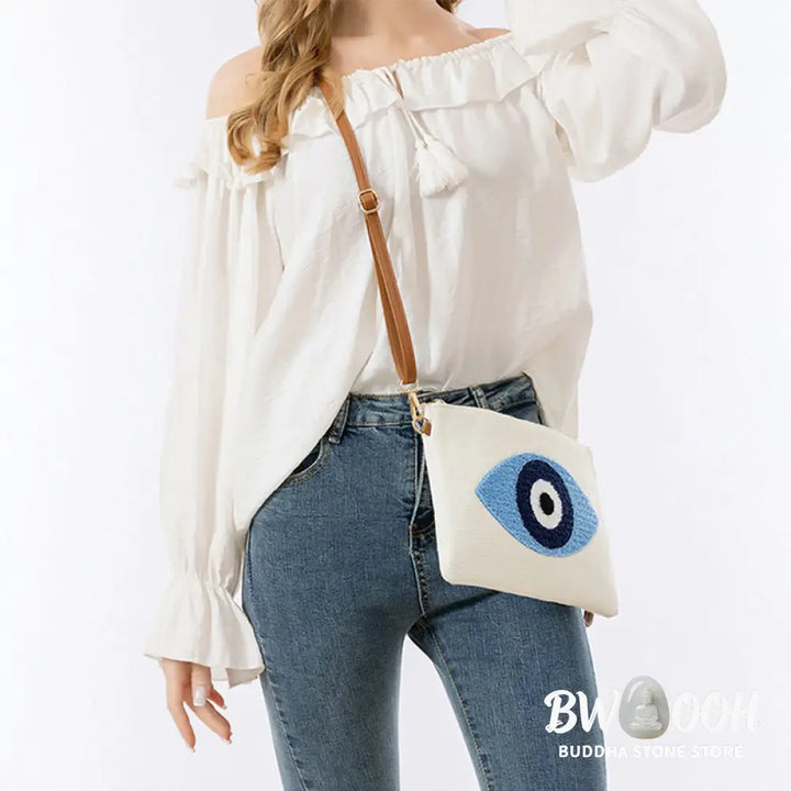Buddha Stones Evil Eye Leaf Hamsa Canvas Crossbody Bag Shoulder Bag Handbag - Crossbody Bag