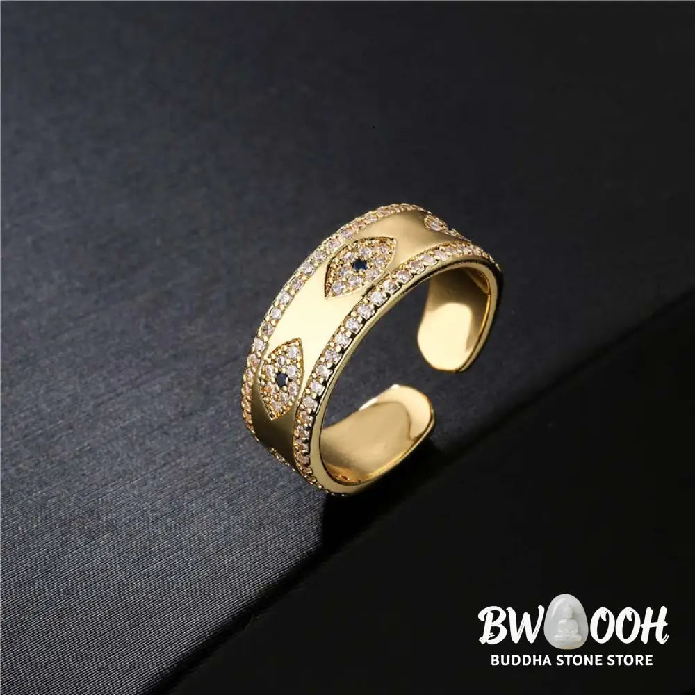 Buddha Stones Evil Eye Luck Blessing Copper Alloy Ring - BWOOOH - Copper Alloy - Rings