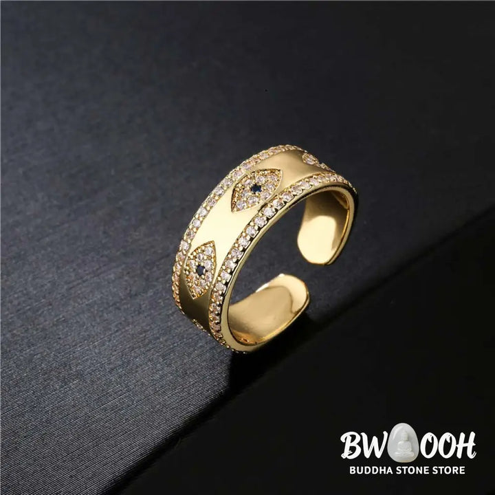 Buddha Stones Evil Eye Luck Blessing Copper Alloy Ring - BWOOOH - Copper Alloy - Rings
