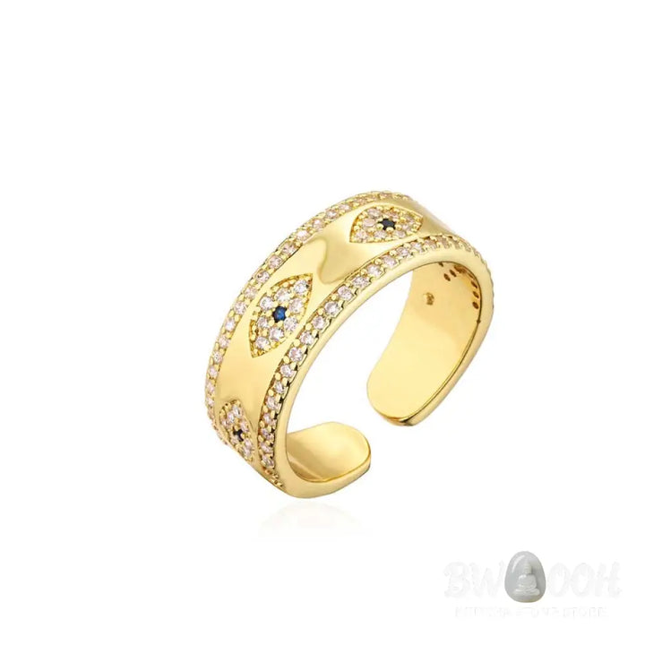 Buddha Stones Evil Eye Luck Blessing Copper Alloy Ring - BWOOOH - Copper Alloy - Rings