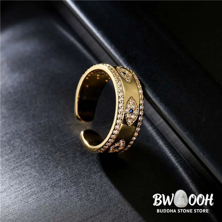 Buddha Stones Evil Eye Luck Blessing Copper Alloy Ring - BWOOOH - Copper Alloy - Rings