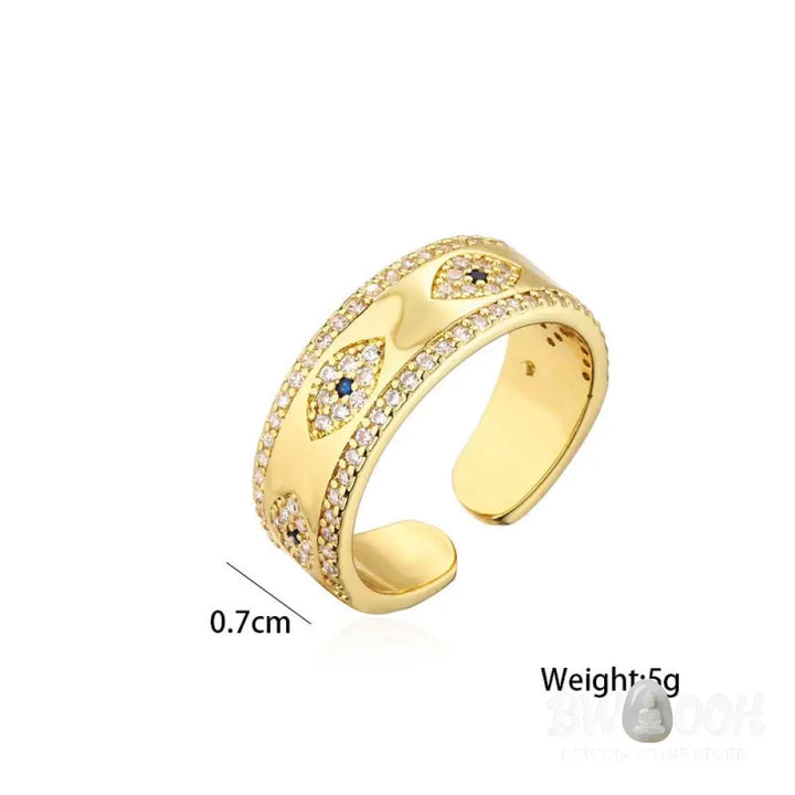 Buddha Stones Evil Eye Luck Blessing Copper Alloy Ring - BWOOOH - Copper Alloy - Rings