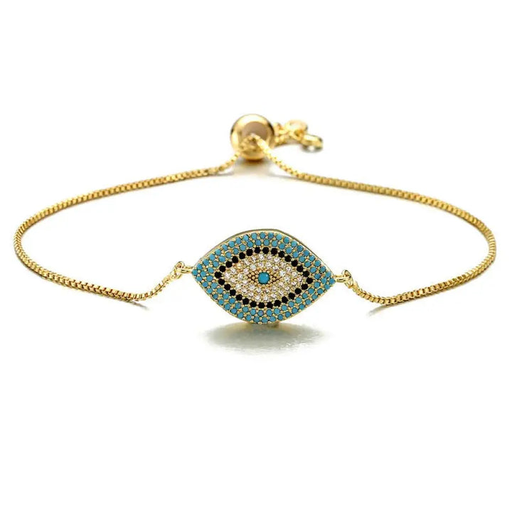 Buddha Stones Evil Eye Protection Healing Bracelet - BWOOOH - Gold&amp;Blue - Bracelet