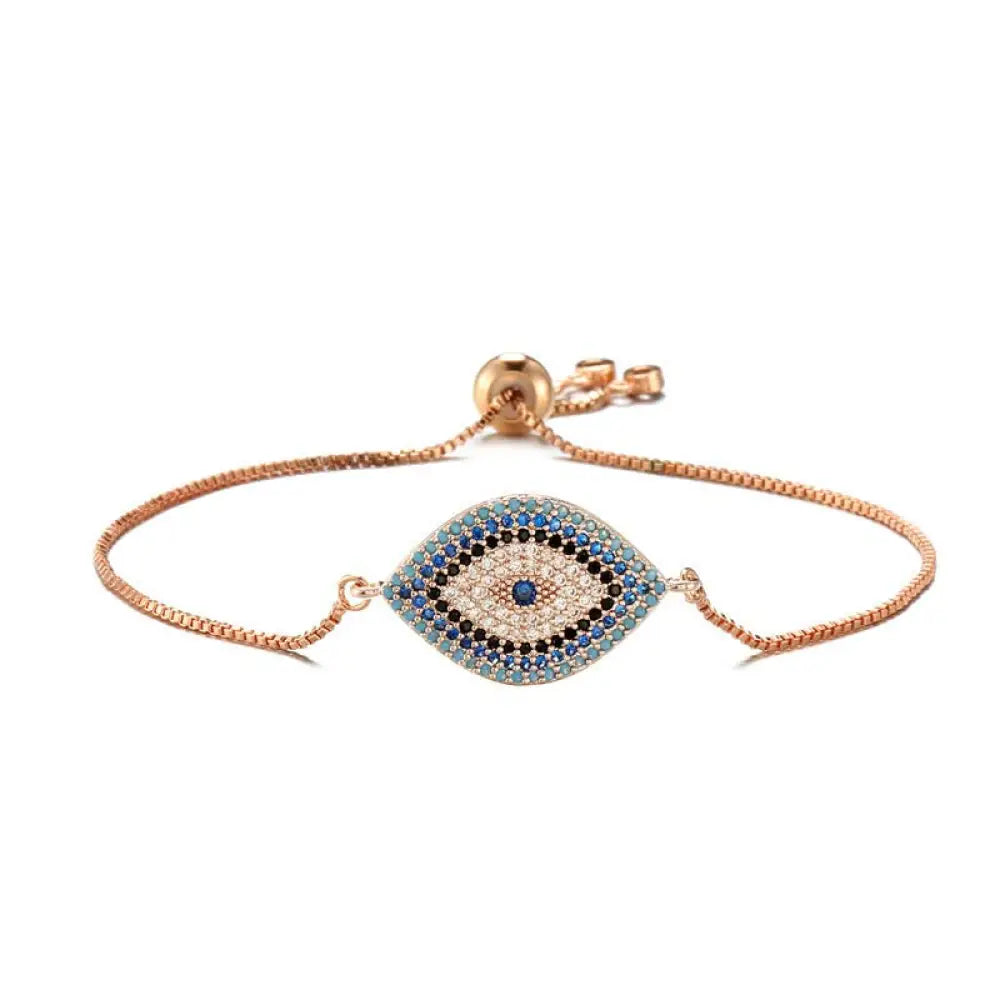 Buddha Stones Evil Eye Protection Healing Bracelet - BWOOOH - Rose Gold - Bracelet