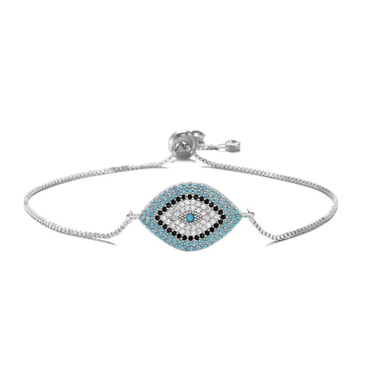 Buddha Stones Evil Eye Protection Healing Bracelet - BWOOOH - Silver&amp;Blue - Bracelet