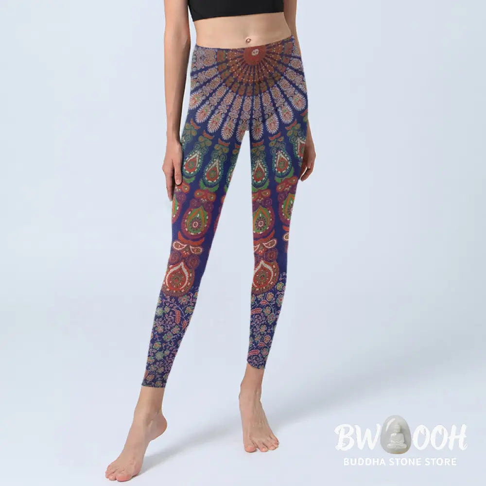 Buddha Stones Exquisite Flower Paisley Pattern Gym Leggings Women&