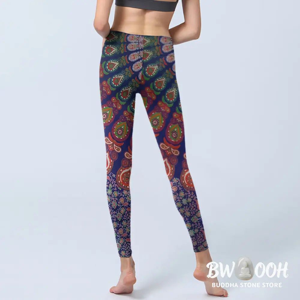 Buddha Stones Exquisite Flower Paisley Pattern Gym Leggings Women&