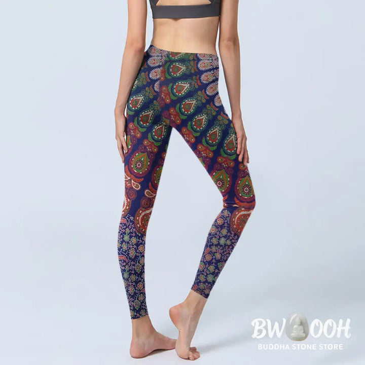 Buddha Stones Exquisite Flower Paisley Pattern Gym Leggings Women&