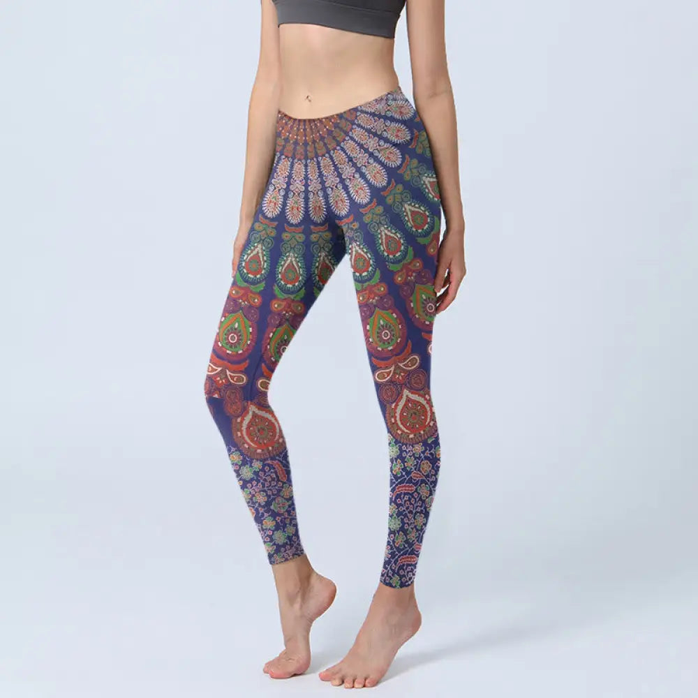 BWOOOH printed yoga leggings - Exquisite Flower Paisley Pattern Gym Leg