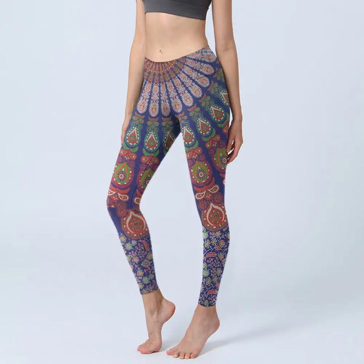 BWOOOH printed yoga leggings - Exquisite Flower Paisley Pattern Gym Leg