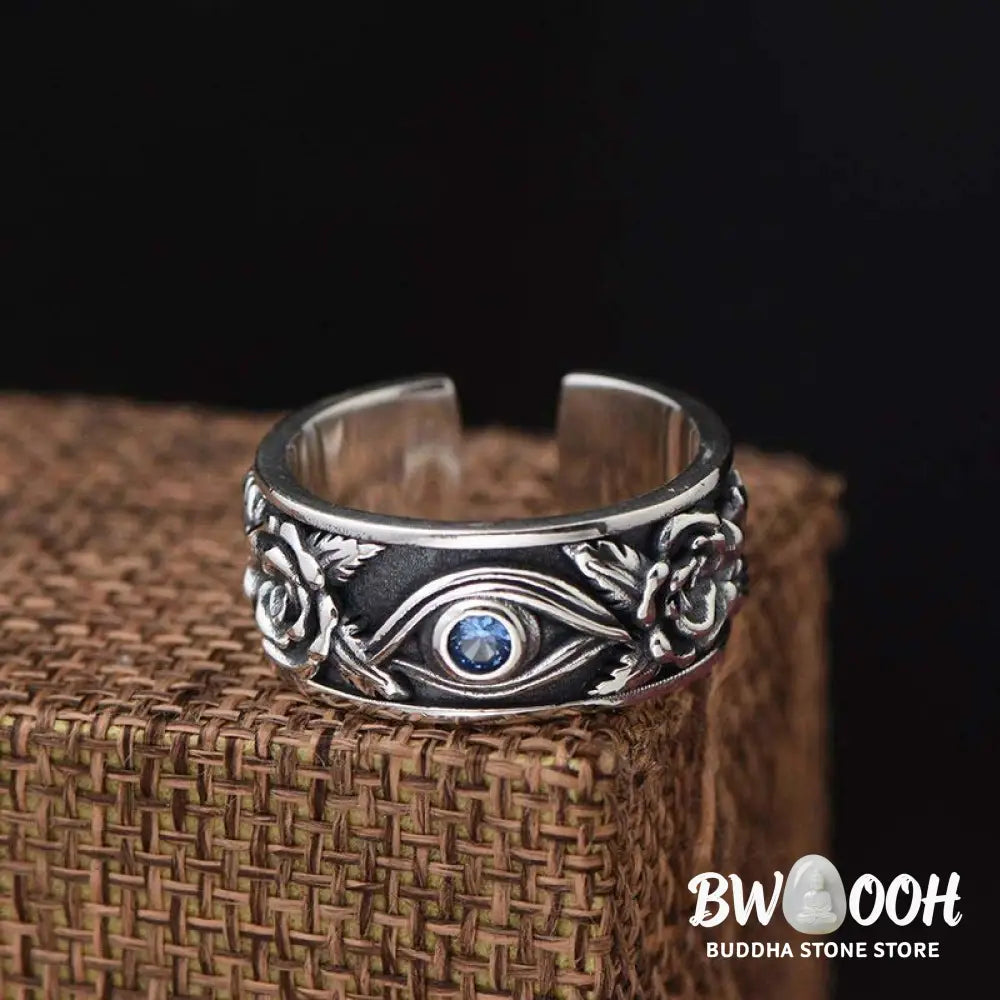 Buddha Stones Eye Of Horus Crystal Protection Adjustable Ring - BWOOOH - US8，UK/AU Q，EU 57mm，IT 17，JP 16 - Rings