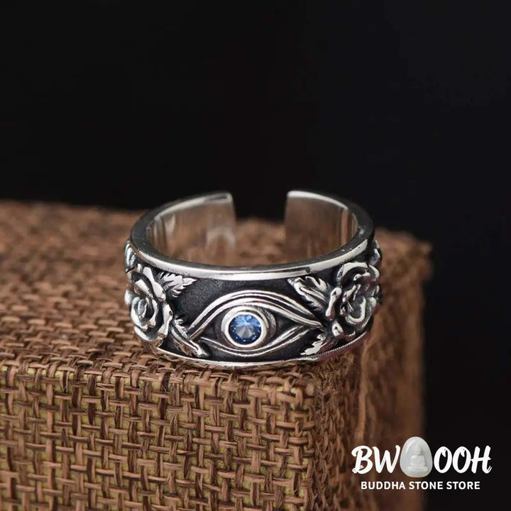 Buddha Stones Eye Of Horus Crystal Protection Adjustable Ring - BWOOOH - US8，UK/AU Q，EU 57mm，IT 17，JP 16 - Rings