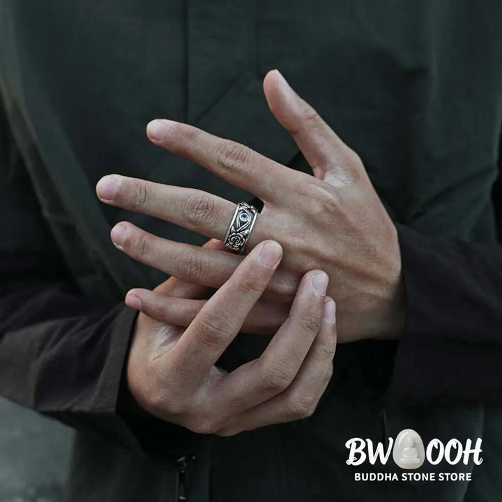 Buddha Stones Eye Of Horus Crystal Protection Adjustable Ring - BWOOOH - US8，UK/AU Q，EU 57mm，IT 17，JP 16 - Rings