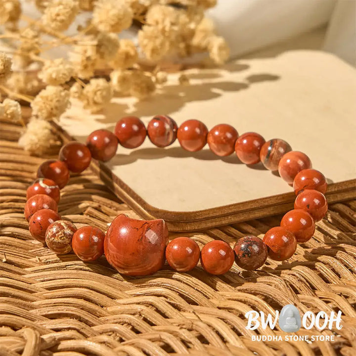Buddha Stones Faceless Cat Head Design Red Turquoise Luck Bracelet - Red Turquoise(Wrist Circumference: 16-19cm)