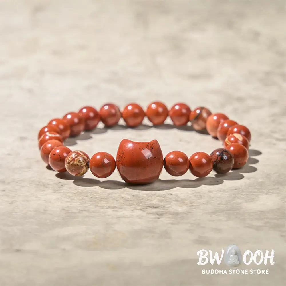 Buddha Stones Faceless Cat Head Design Red Turquoise Luck Bracelet - Red Turquoise(Wrist Circumference: 16-19cm)