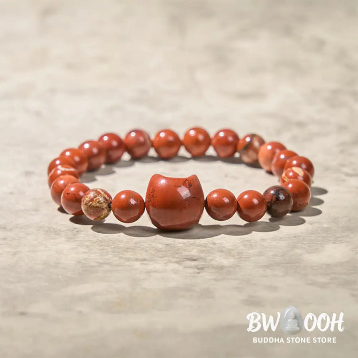 Buddha Stones Faceless Cat Head Design Red Turquoise Luck Bracelet - Red Turquoise(Wrist Circumference: 16-19cm)