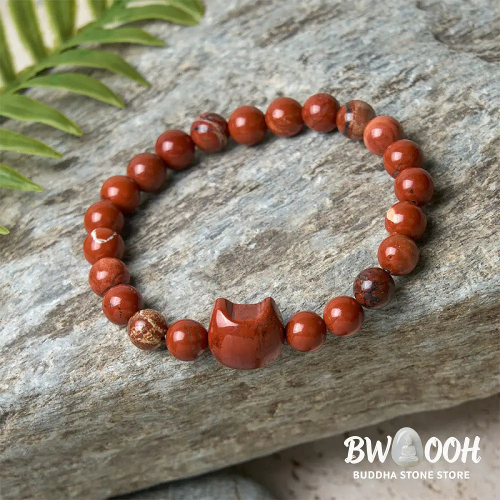 Buddha Stones Faceless Cat Head Design Red Turquoise Luck Bracelet - Red Turquoise(Wrist Circumference: 16-19cm)