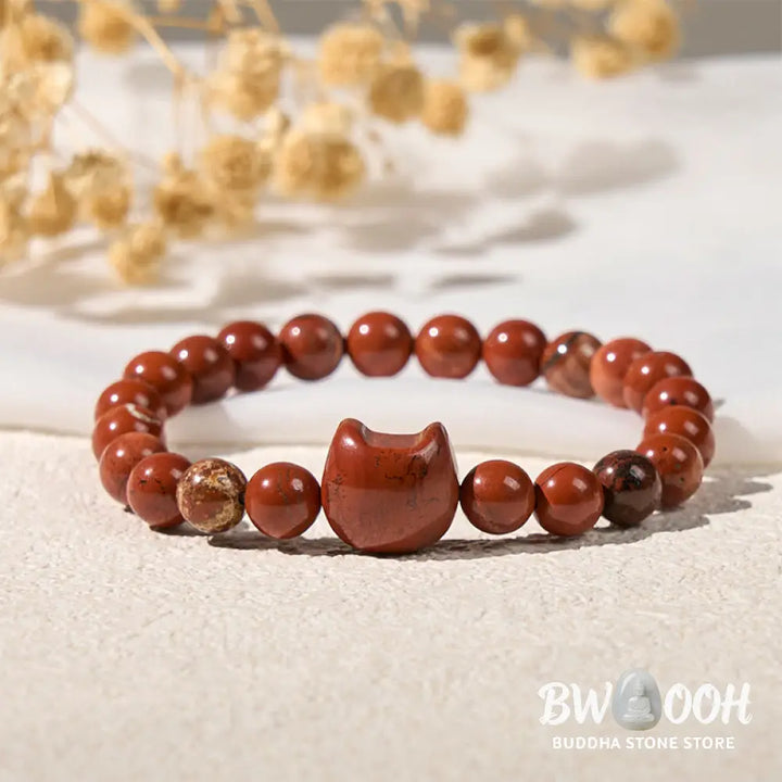 Buddha Stones Faceless Cat Head Design Red Turquoise Luck Bracelet - Red Turquoise(Wrist Circumference: 16-19cm)