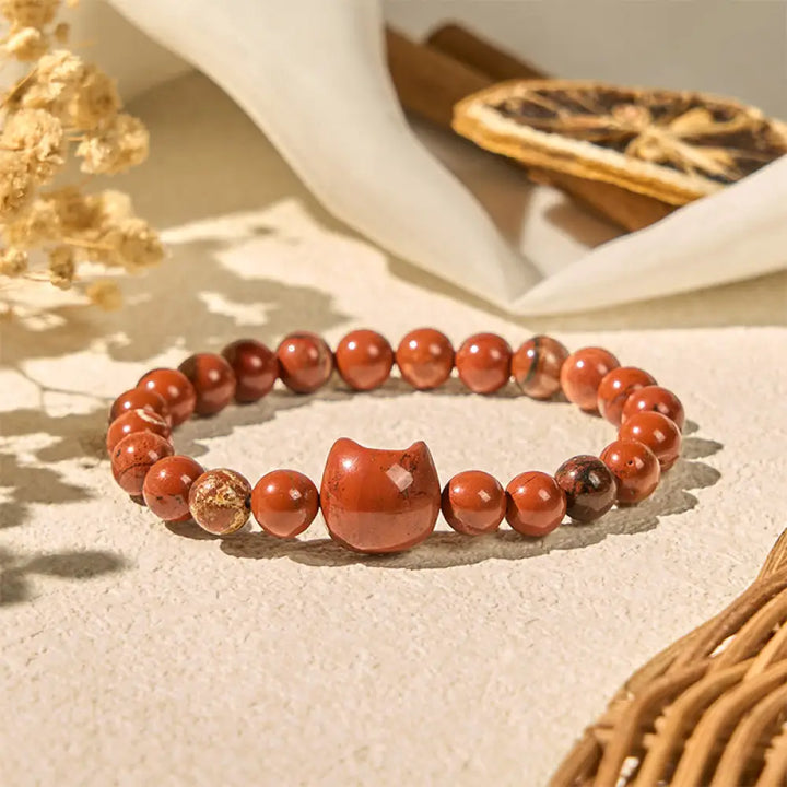 Buddha Stones Faceless Cat Head Design Red Turquoise Luck Bracelet - Red Turquoise(Wrist Circumference: 16-19cm)